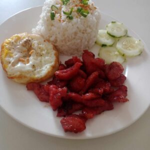 Rice, tocino & fried egg