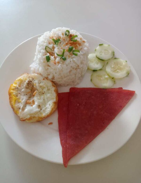 Rice, spam & fried egg